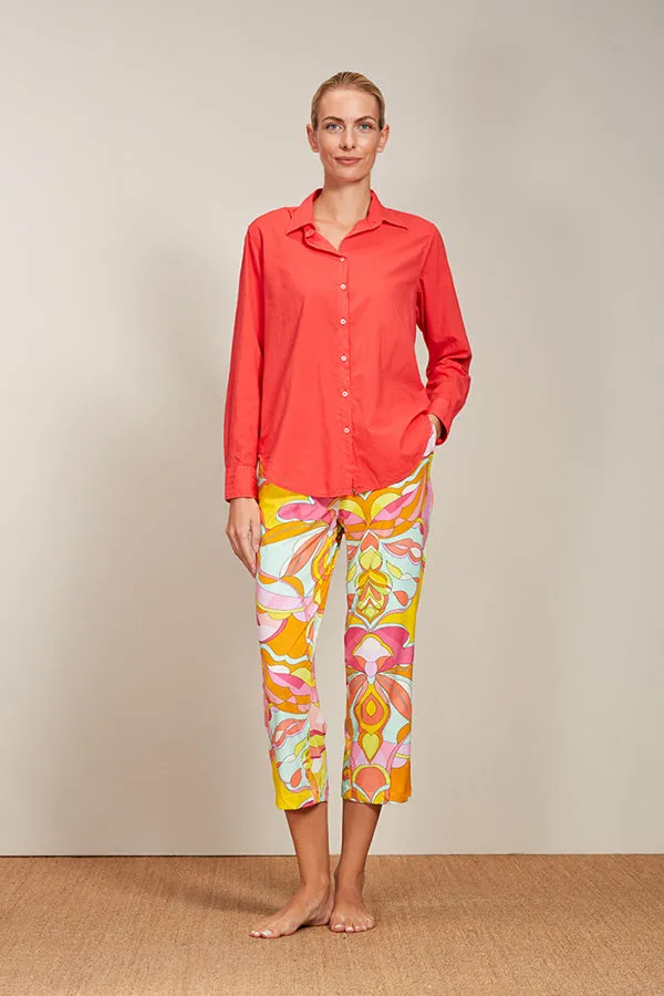 0039 Italy DILANA ORANGE GRAPHIC PRINT TROUSERS