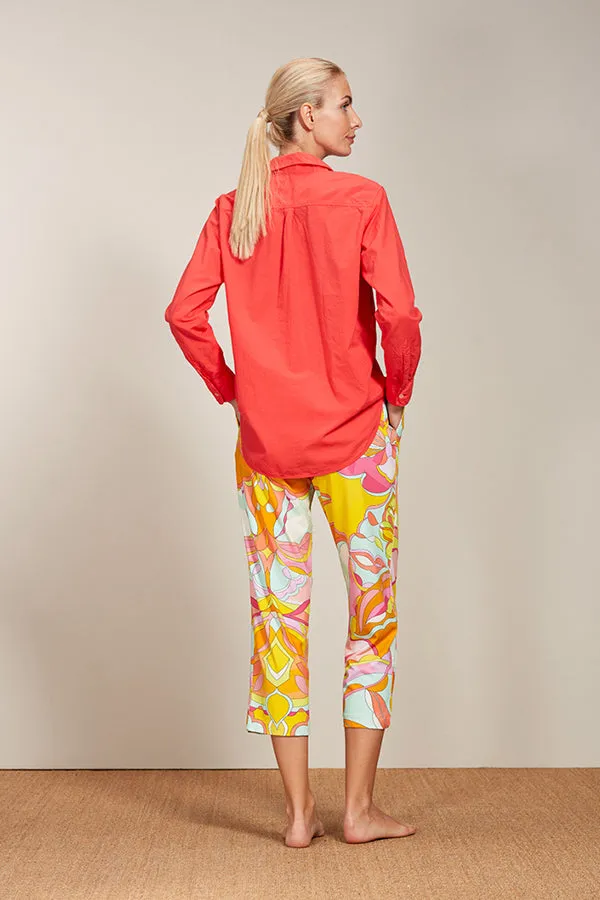 0039 Italy DILANA ORANGE GRAPHIC PRINT TROUSERS