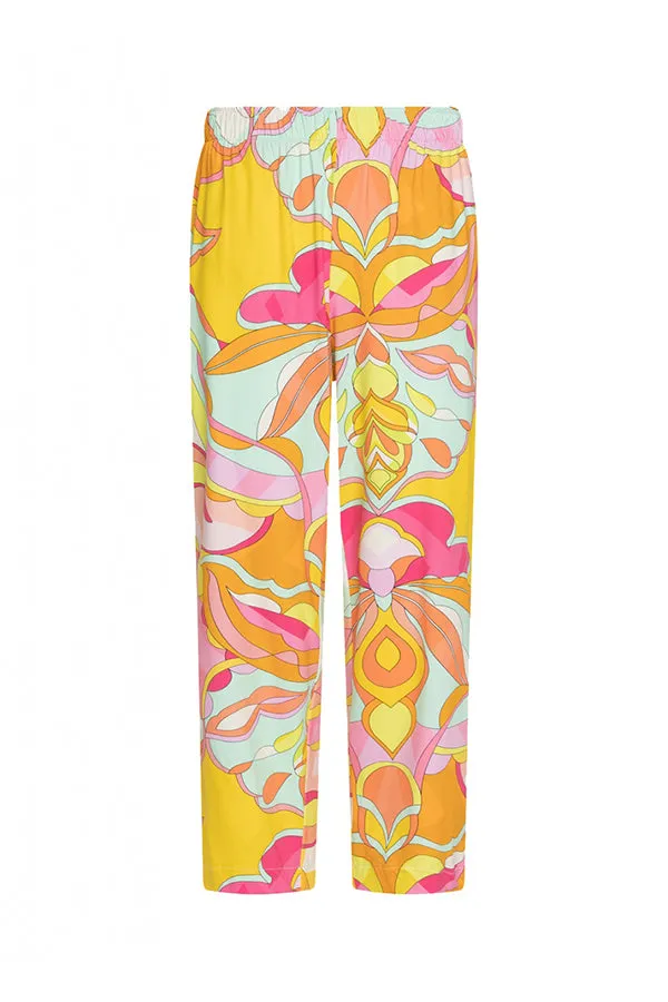 0039 Italy DILANA ORANGE GRAPHIC PRINT TROUSERS