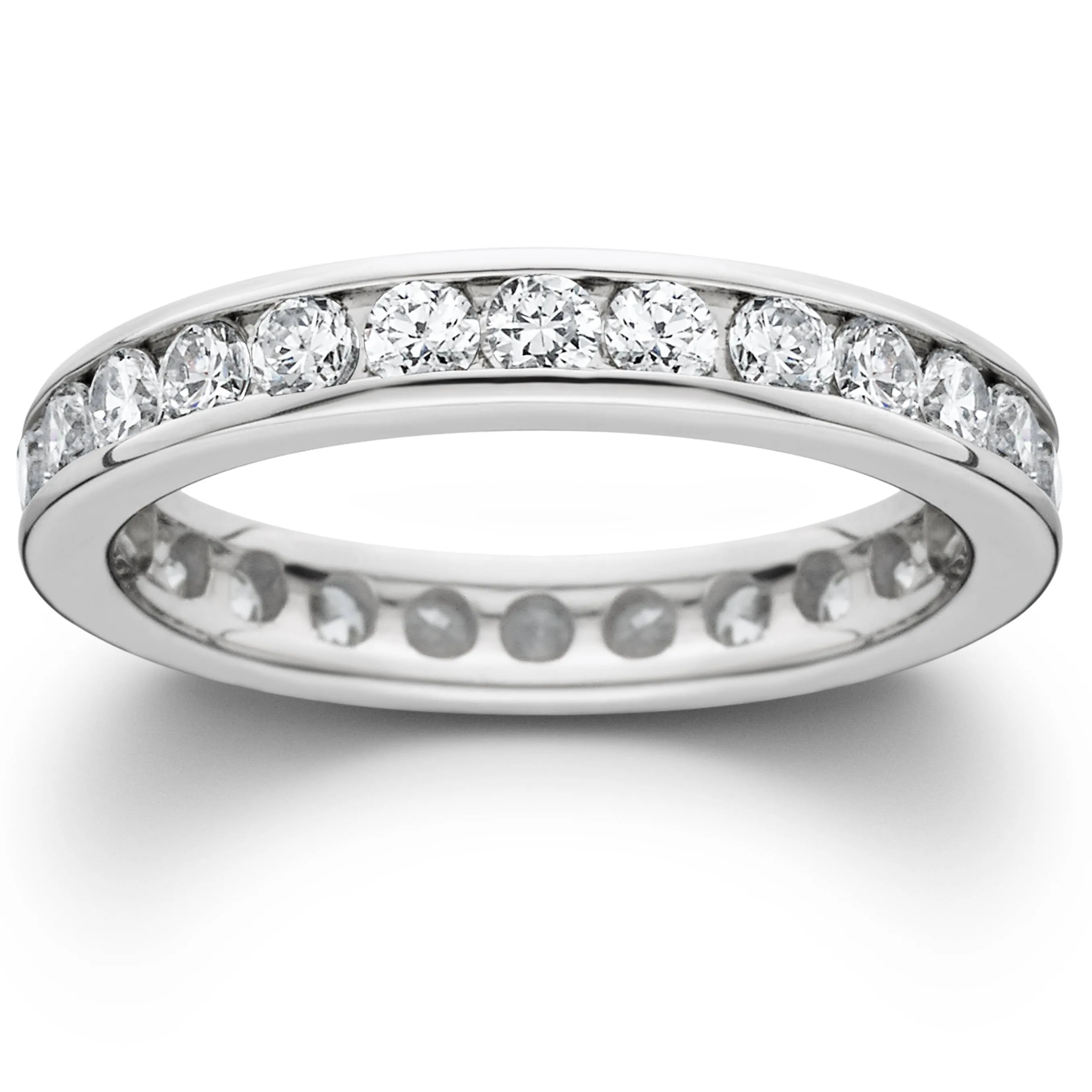 Lab Grown Diamond Eternity Ring, Channel Set, 1.5ct, 14K White Gold Wedding Band - Search on Google for best results.