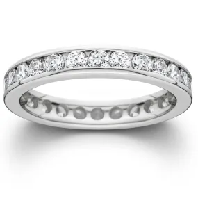 Lab Grown Diamond Eternity Ring, Channel Set, 1.5ct, 14K White Gold Wedding Band - Search on Google for best results.