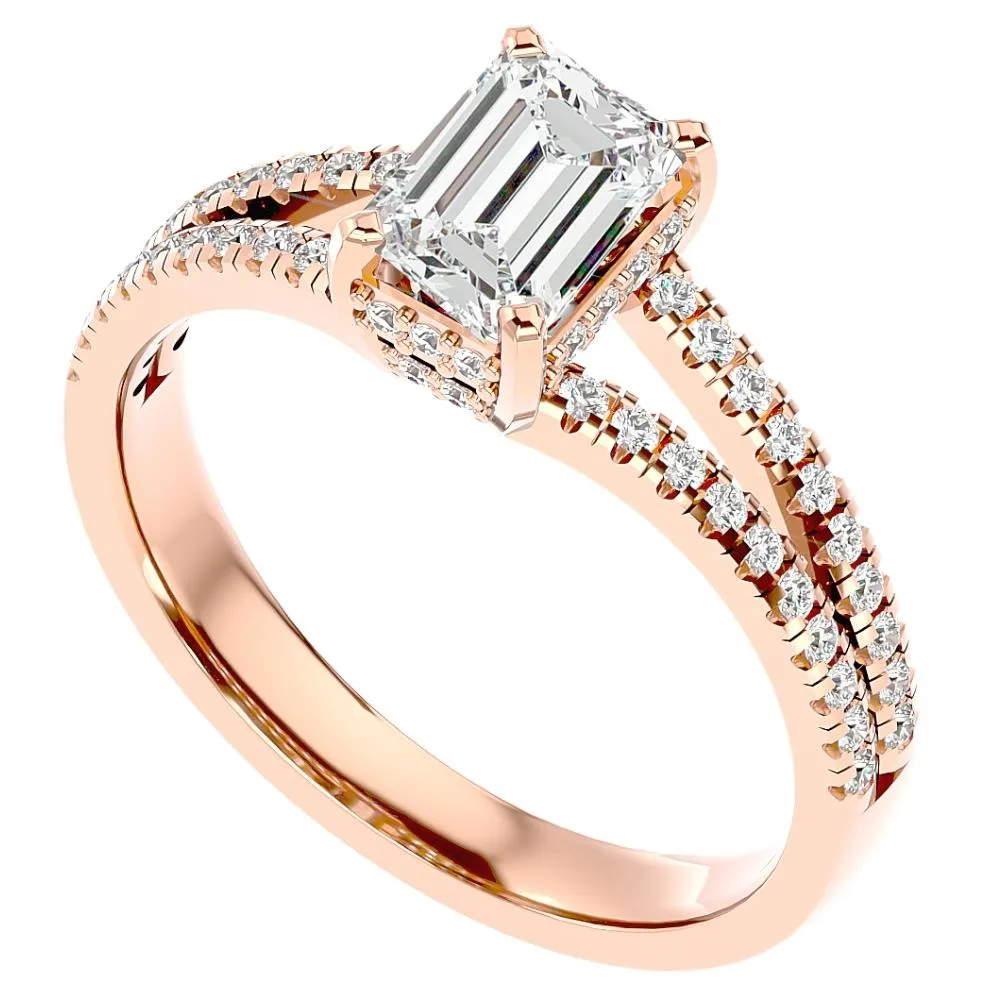 Lab Grown 1.5 Ct Emerald Cut Diamond Engagement Ring - White, Yellow, or Rose Gold