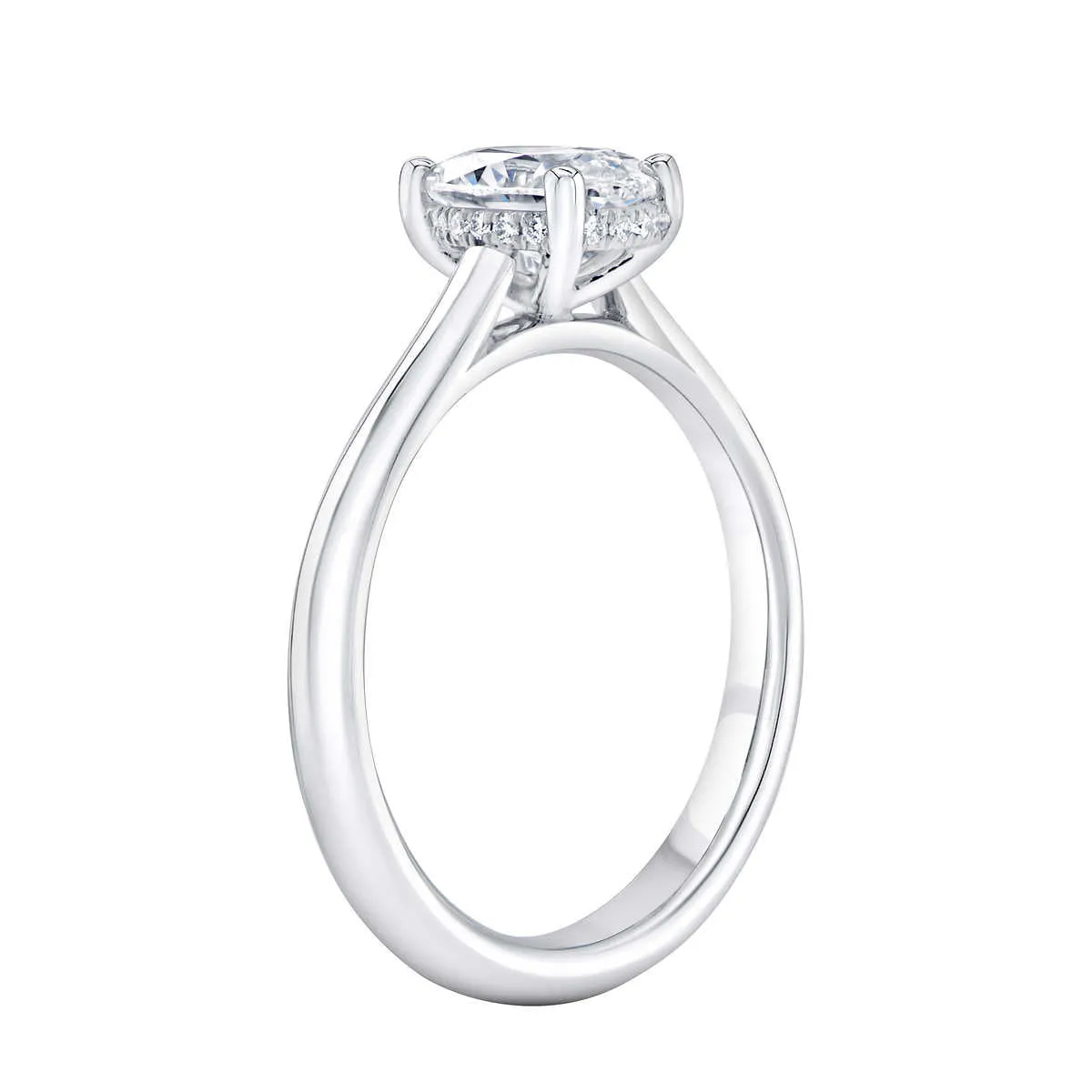 Lab Grown Oval Diamond Solitaire Engagement Ring White Gold 1.33 Ct