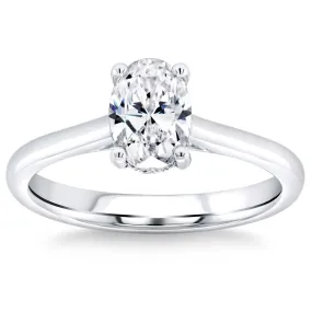 Lab Grown Oval Diamond Solitaire Engagement Ring White Gold 1.33 Ct