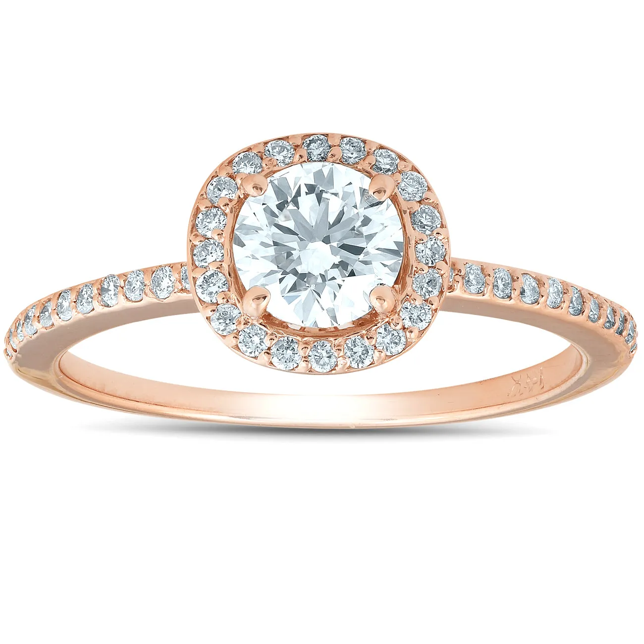 Lab Grown Diamond Engagement Ring - 1.25ct Cushion Halo Rose Gold 14K