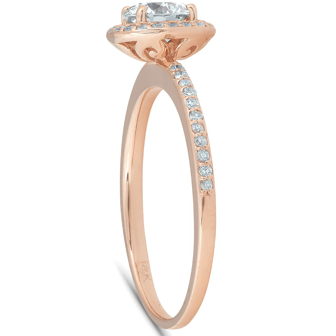 Lab Grown Diamond Engagement Ring - 1.25ct Cushion Halo Rose Gold 14K