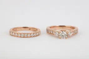 14k Rose Gold 1.83tcw Diamond Wedding Ring Set Size 5.25 (7.63g.)