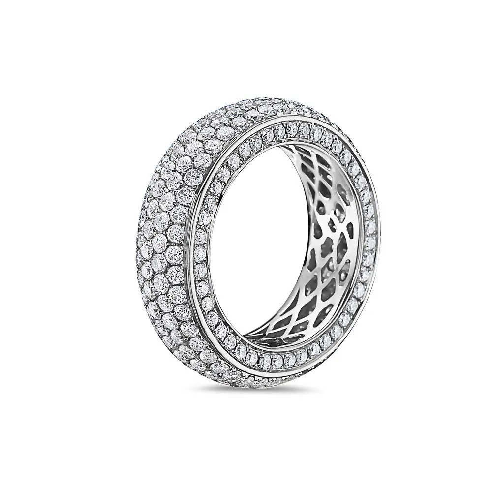 14K White Gold Band for Men with 4.90 CT Diamonds