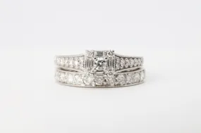 14k White Gold Diamond Wedding Band Set Size 8 (7.90g.)