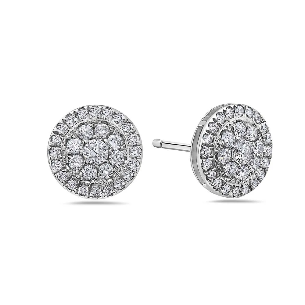 14K White Gold Women's Earrings Featuring 1.07 CT Diamonds