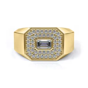 14K Yellow Gold Diamond Men's Emerald Cut Ring by Chorost & Co. Private Collection - 0.75ct