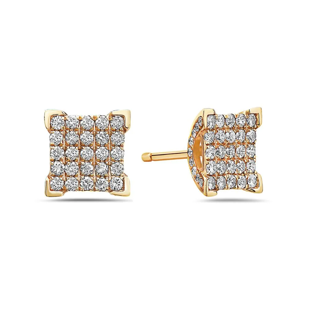 14K Yellow Gold Earrings With 1.21 CT Diamonds for Women