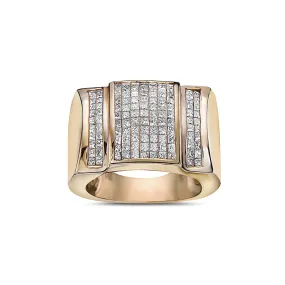 14K Yellow Gold Ring Men's 2.44 CT Diamonds