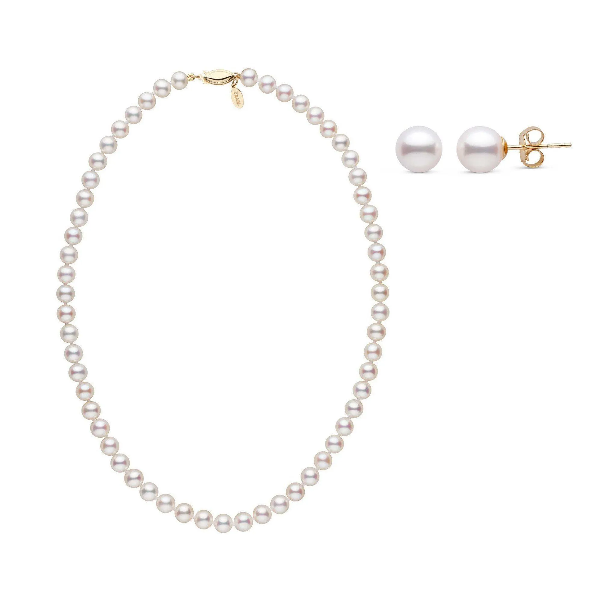 16 Inch 6.5-7.0 mm White Freshadama Freshwater Pearl Earrings and Necklace Set