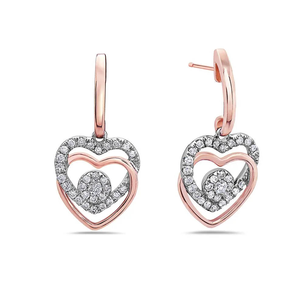 18K Rose Gold Earrings Women's 0.43 CT Diamondisicing