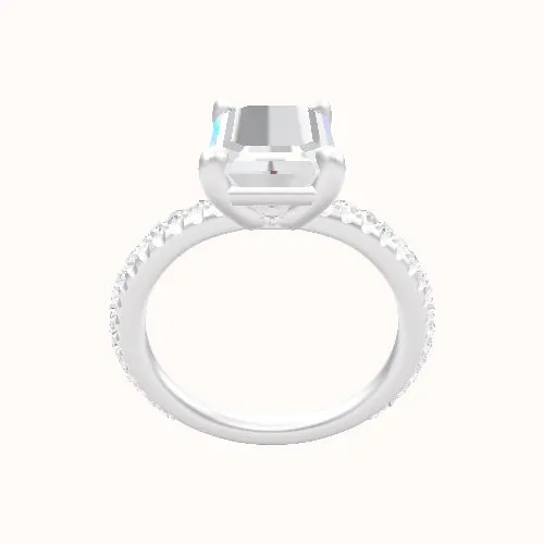 3/4 Pave Engagement Ring With Low Set Four Prong Head