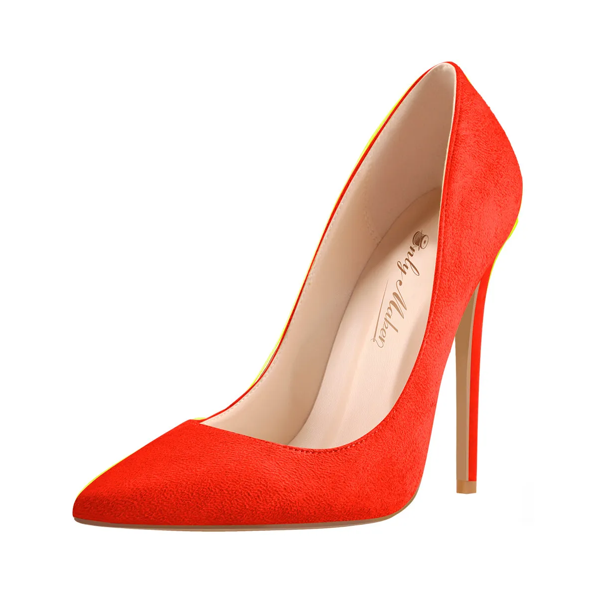 Orange Suede Pointed Toe Basic Pumps