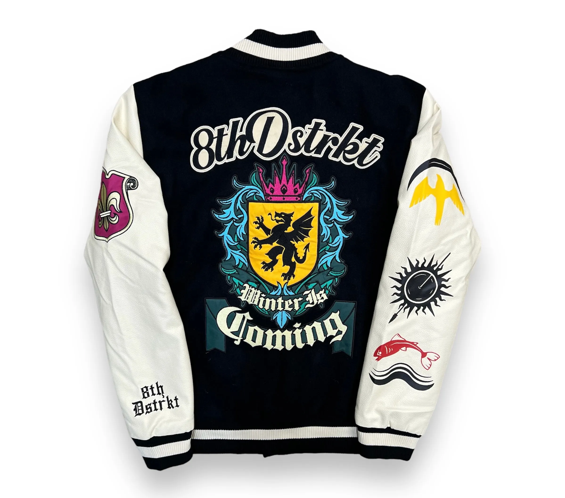 8ight Dstrkt Winter is Coming Black Varsity Jacket