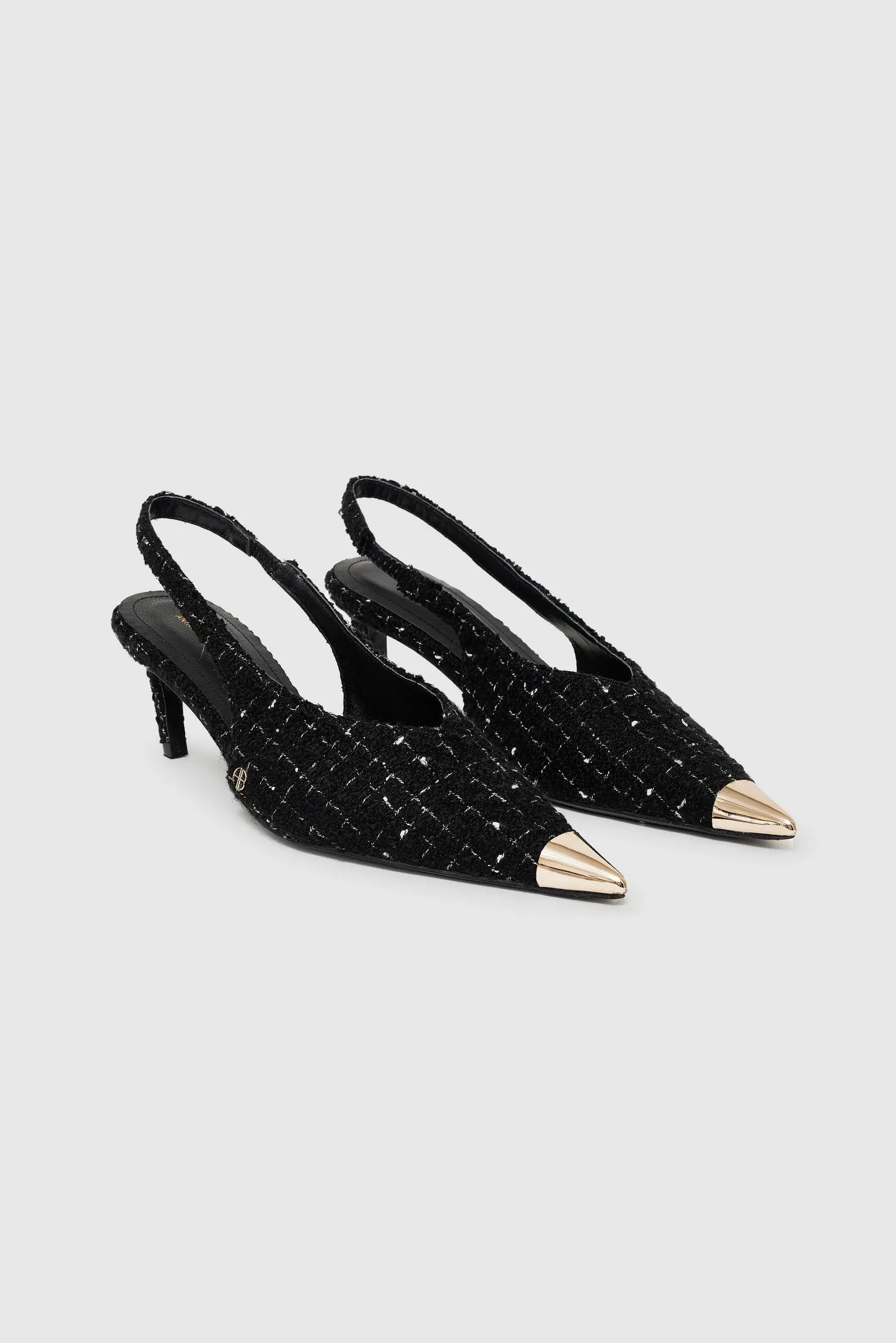 AB Nina Heels with Metal Toe Cap - Blk\/Wht Tweed