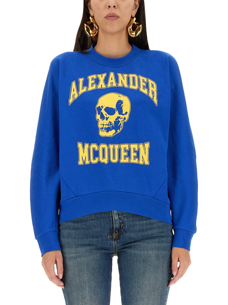 Alexander McQueen Cotton Varsity Skull Sweatshirt