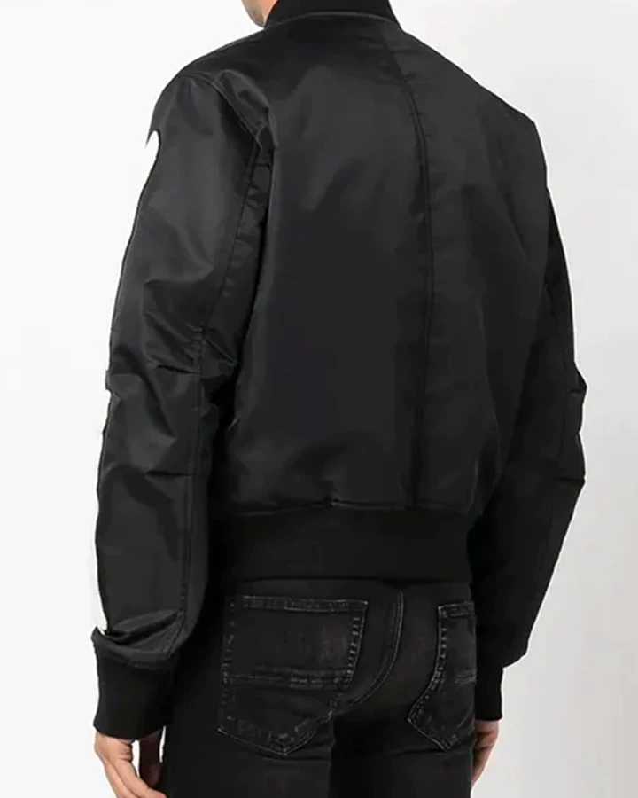 Black Bomber Jacket with Amiri Applique