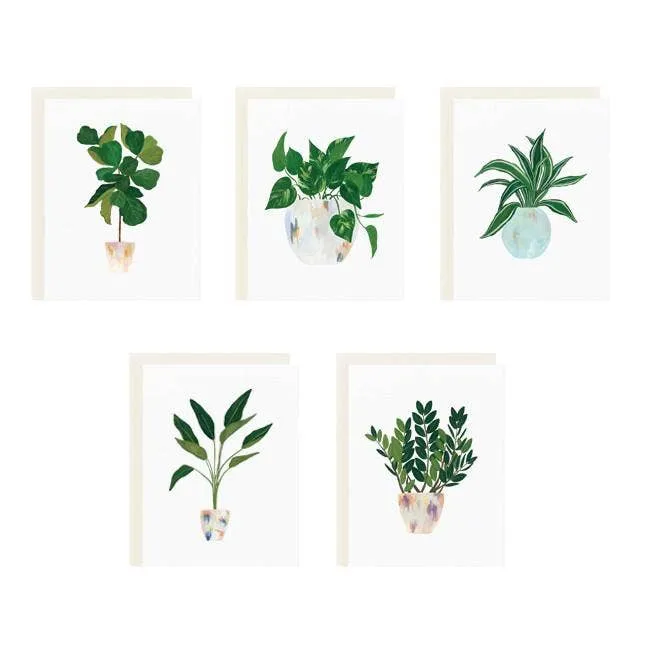 Variety of 5 House Plant Cards Set