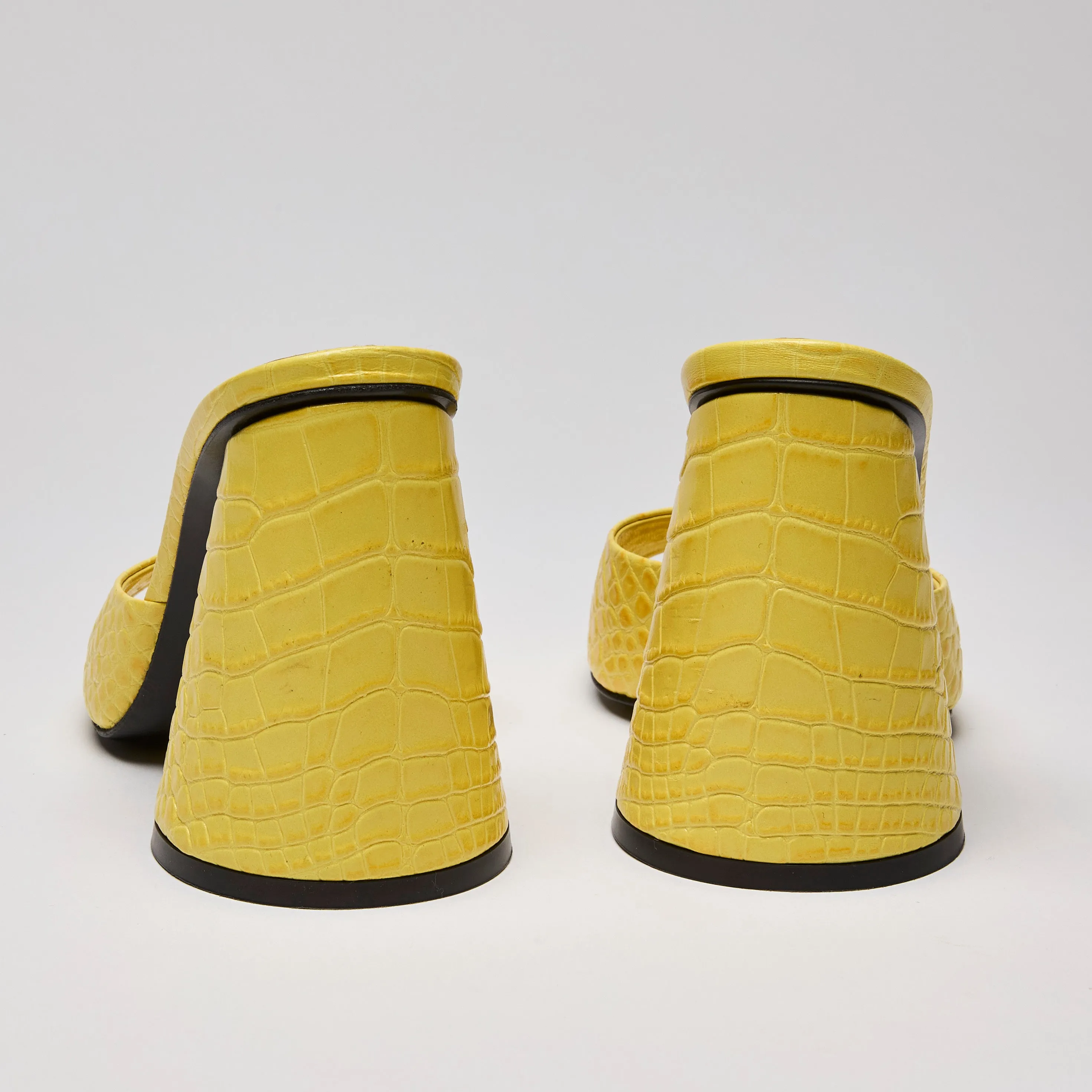 Attico Luz Croc-embossed Leather Heeled Mules In Yellow Size 36