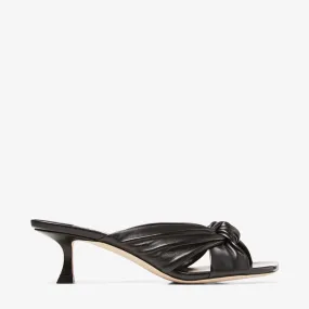 Avenue 50 Black Nappa Leather Mules