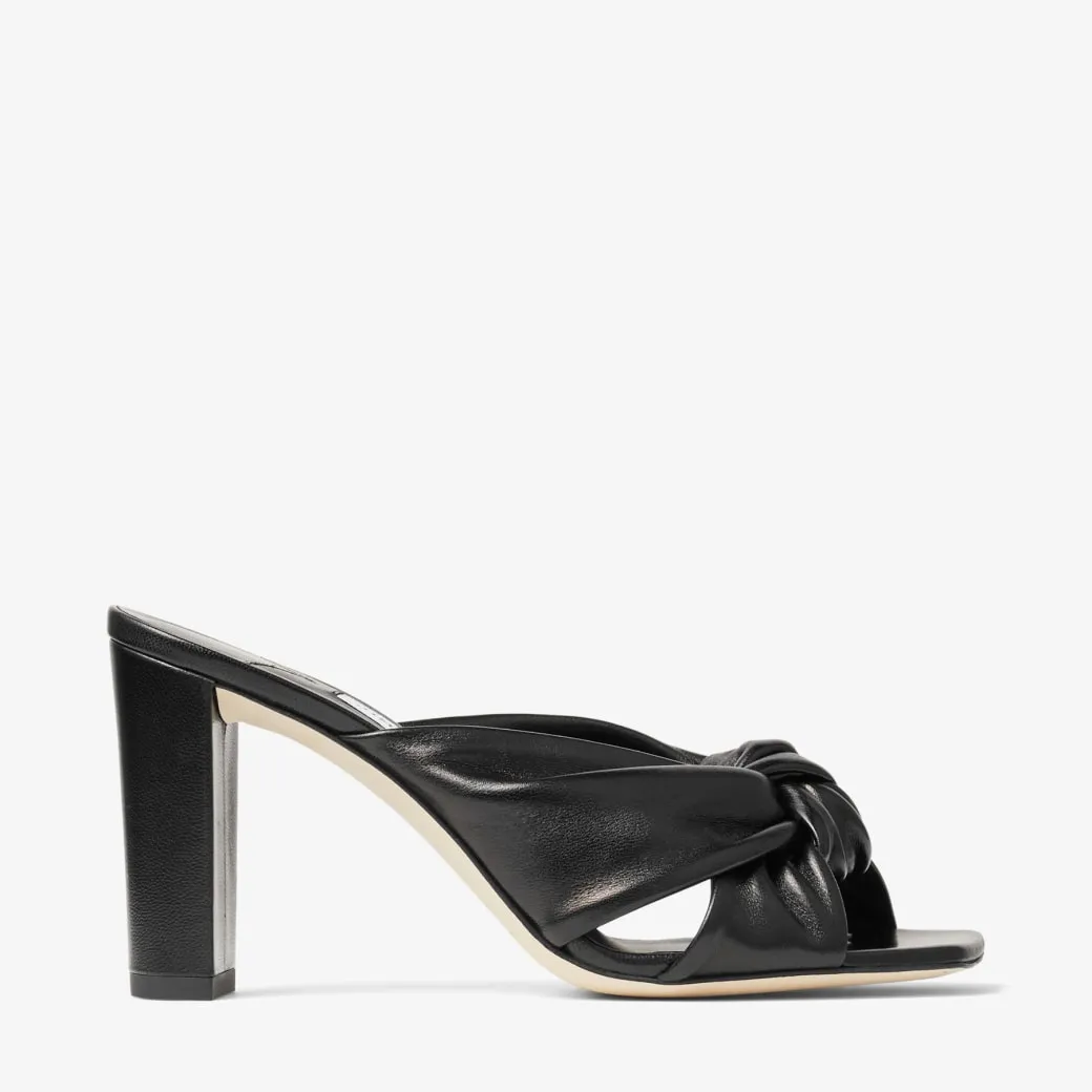 Avenue 85 Black Nappa Leather Mules