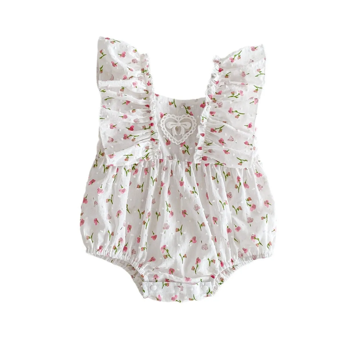 240301146 Wholesale Flower Print Rompers for Baby Girls