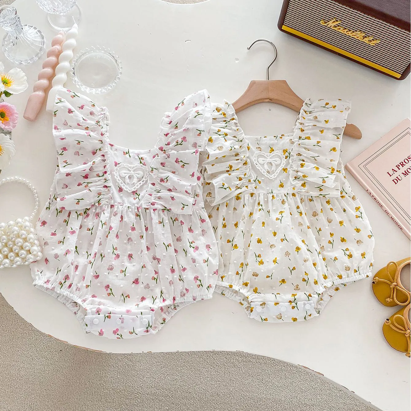 240301146 Wholesale Flower Print Rompers for Baby Girls