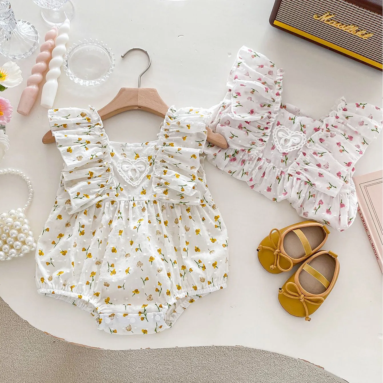 240301146 Wholesale Flower Print Rompers for Baby Girls