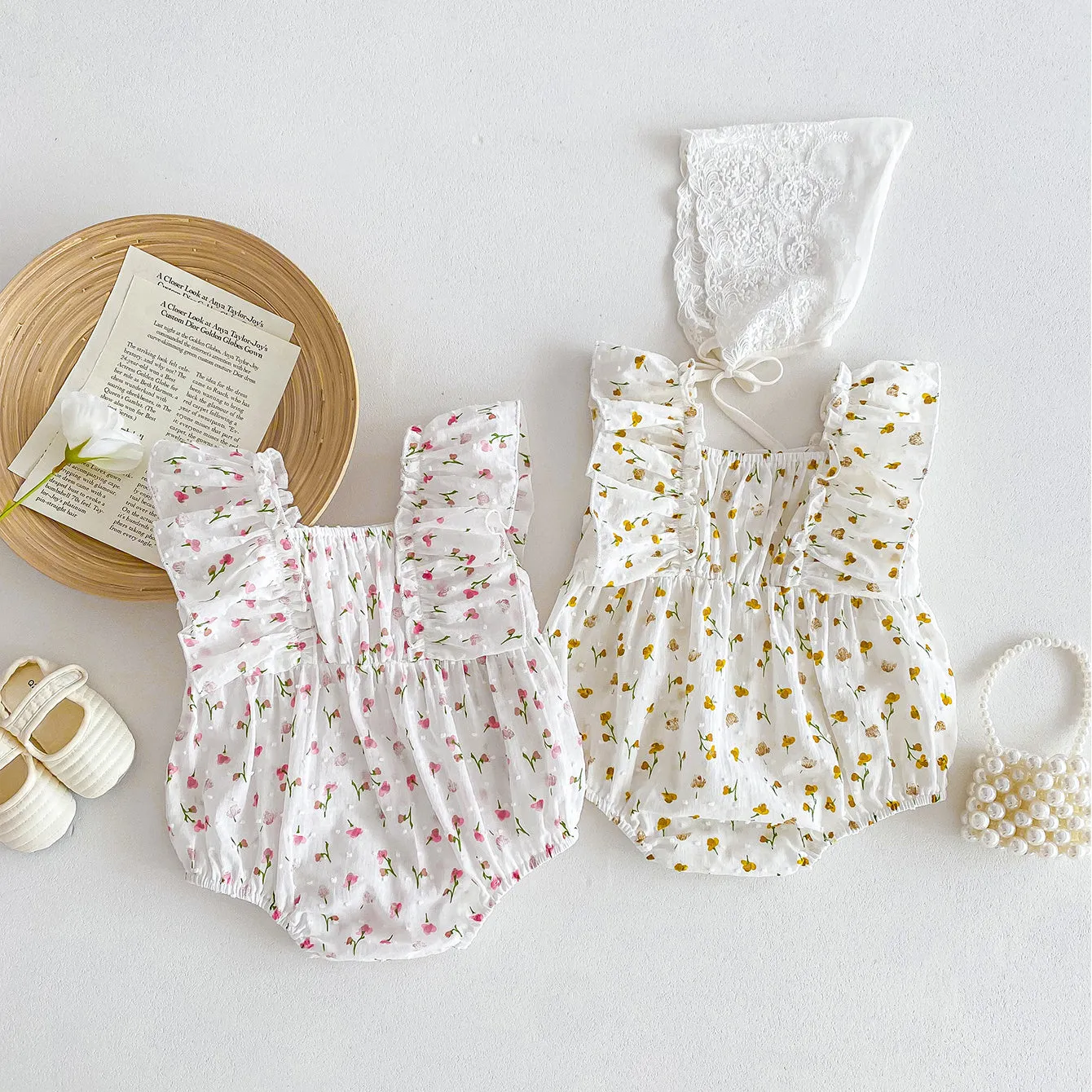 240301146 Wholesale Flower Print Rompers for Baby Girls