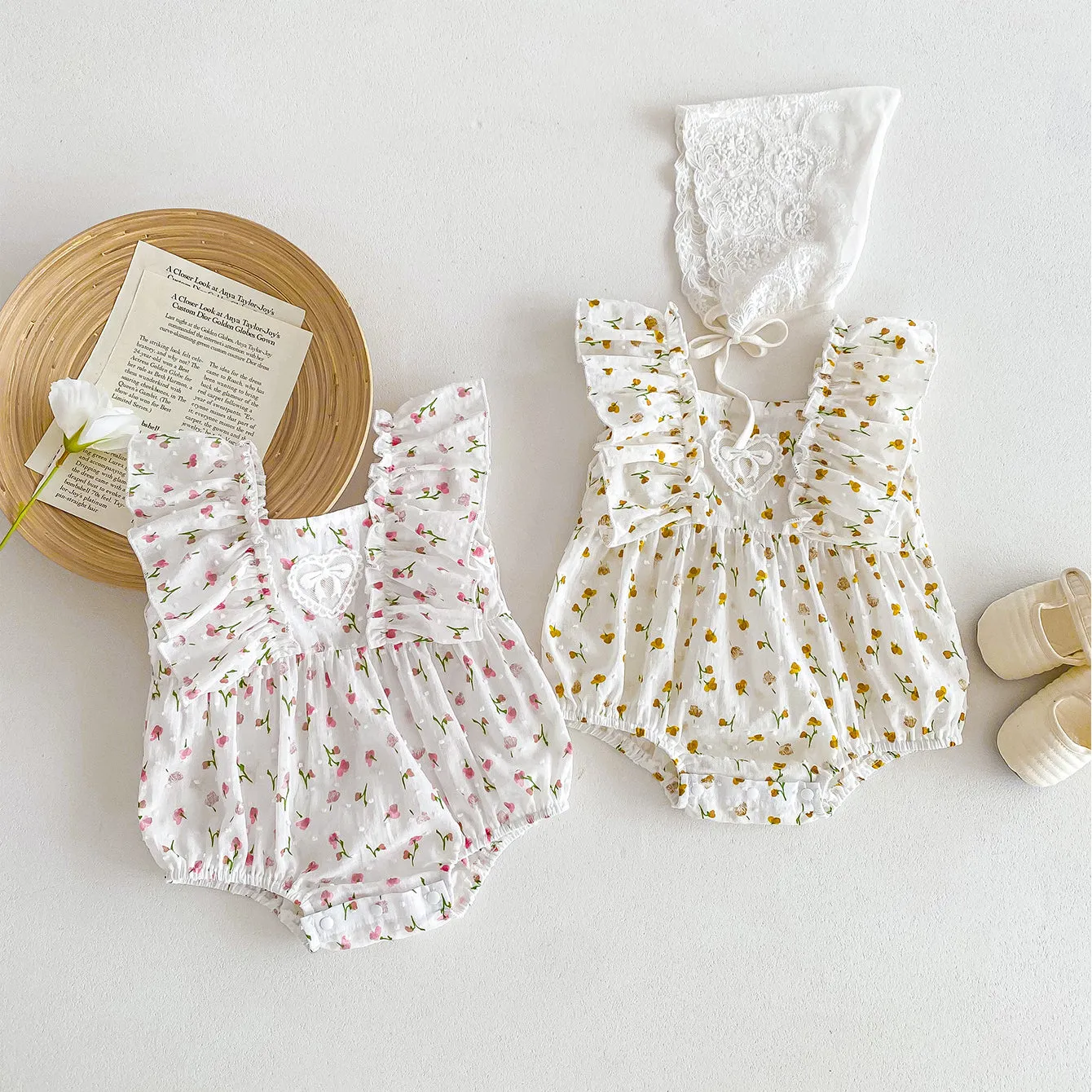 240301146 Wholesale Flower Print Rompers for Baby Girls