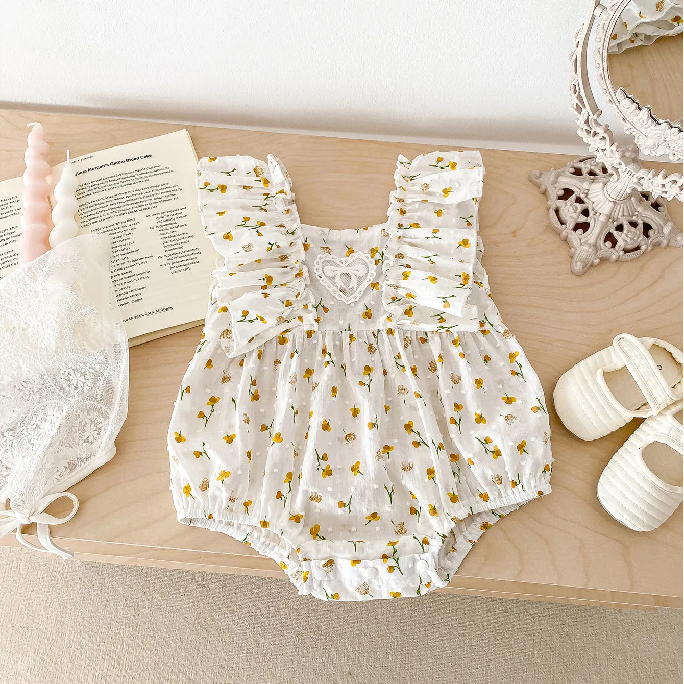 240301146 Wholesale Flower Print Rompers for Baby Girls