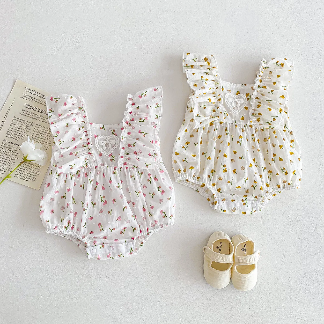 240301146 Wholesale Flower Print Rompers for Baby Girls