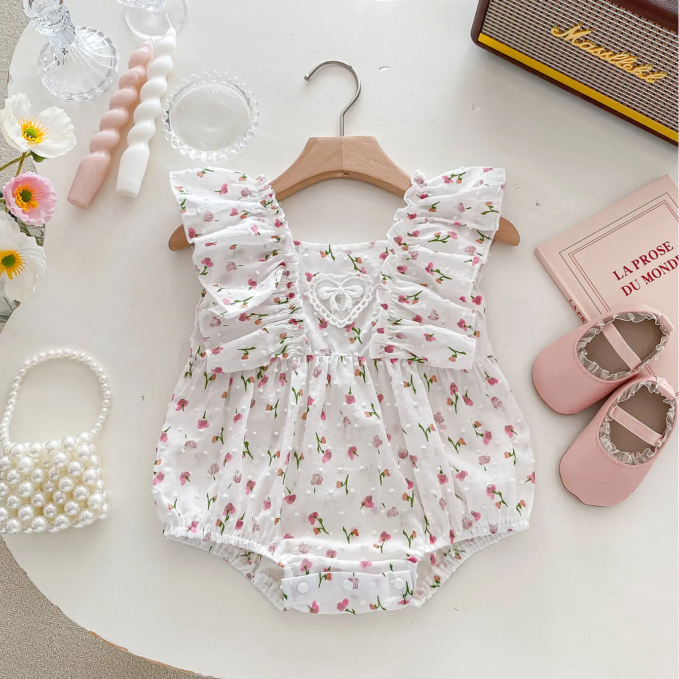 240301146 Wholesale Flower Print Rompers for Baby Girls