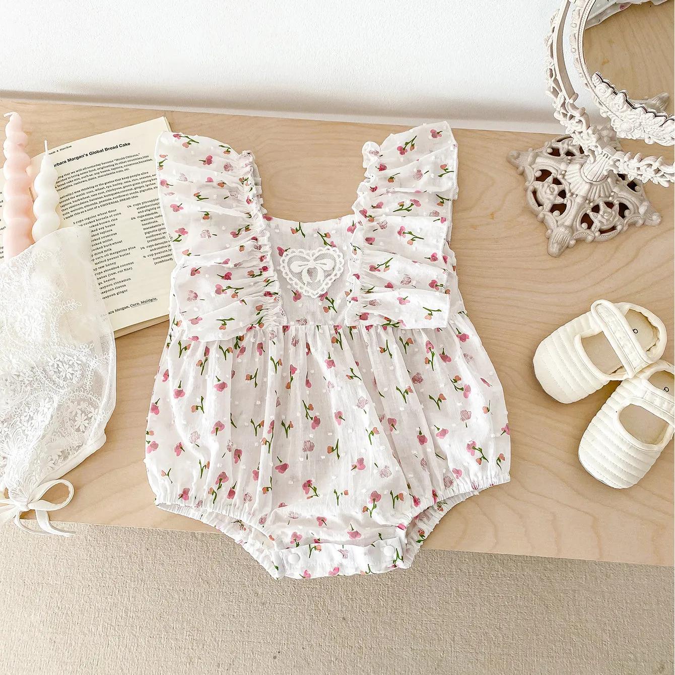 240301146 Wholesale Flower Print Rompers for Baby Girls