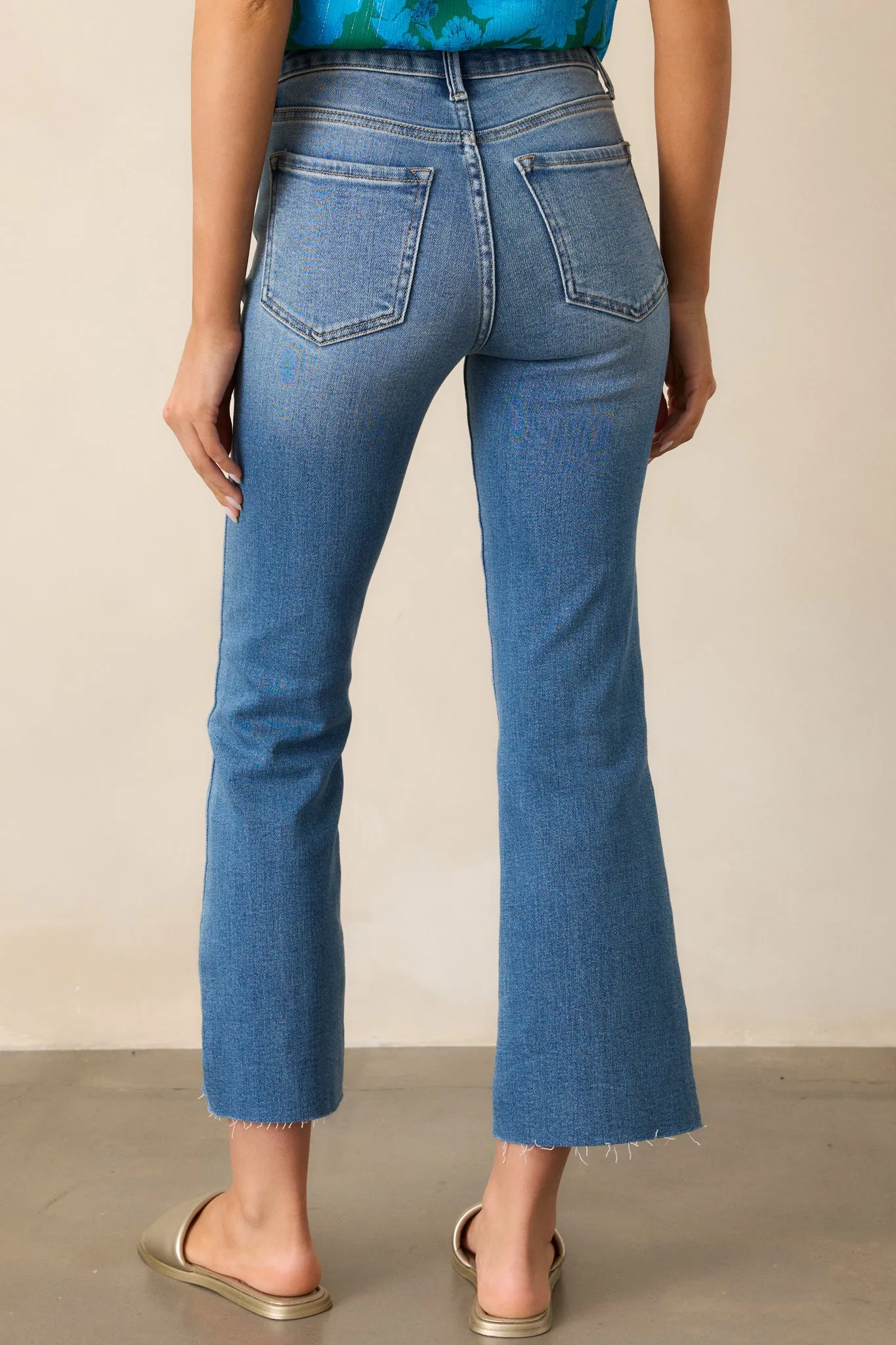 Back And Forth Medium Wash Cropped Flare Jeans