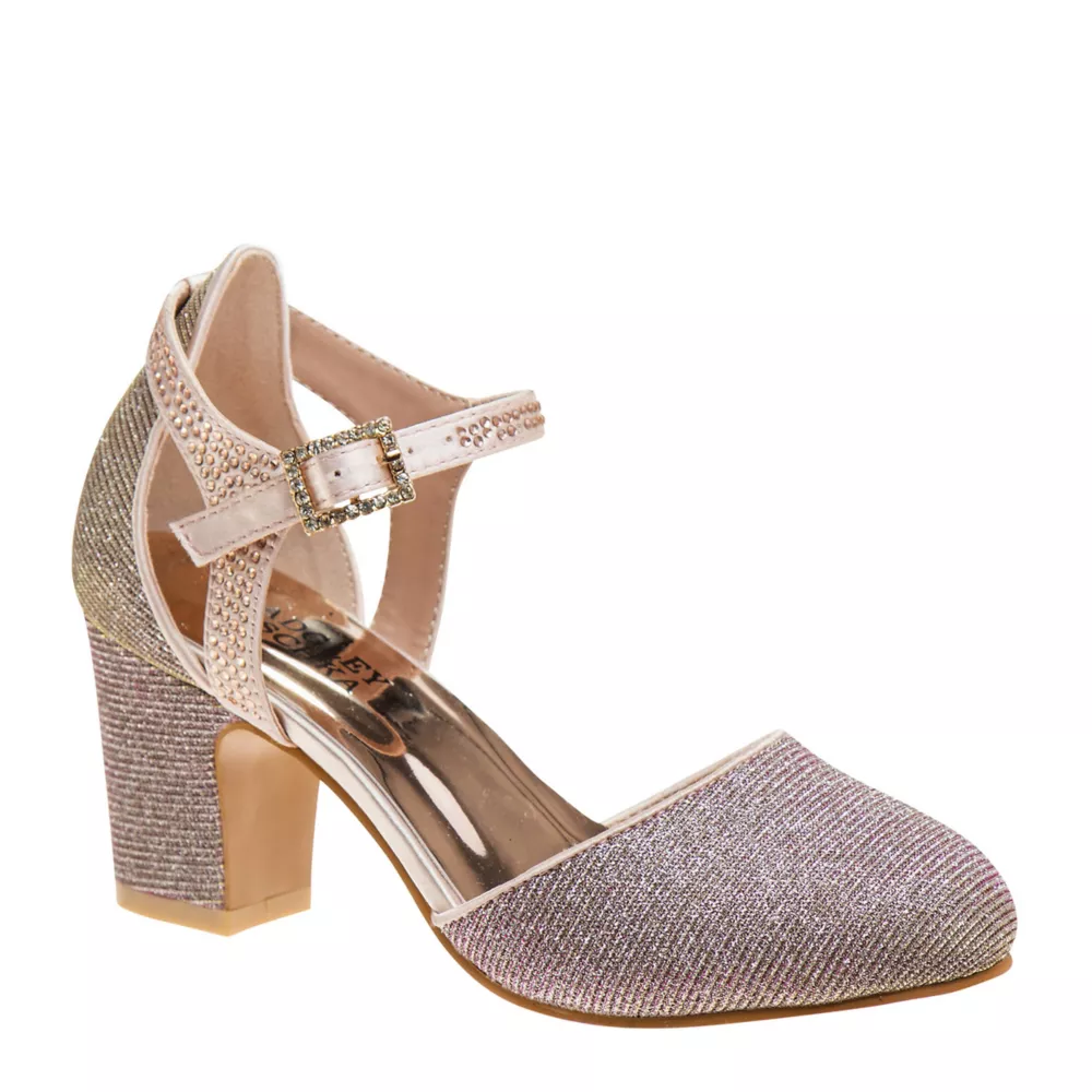 BADGLEY MISCHKA  GIRLS LITTLE-BIG KID DIAMANTE BUCKLE DRESS PUMP