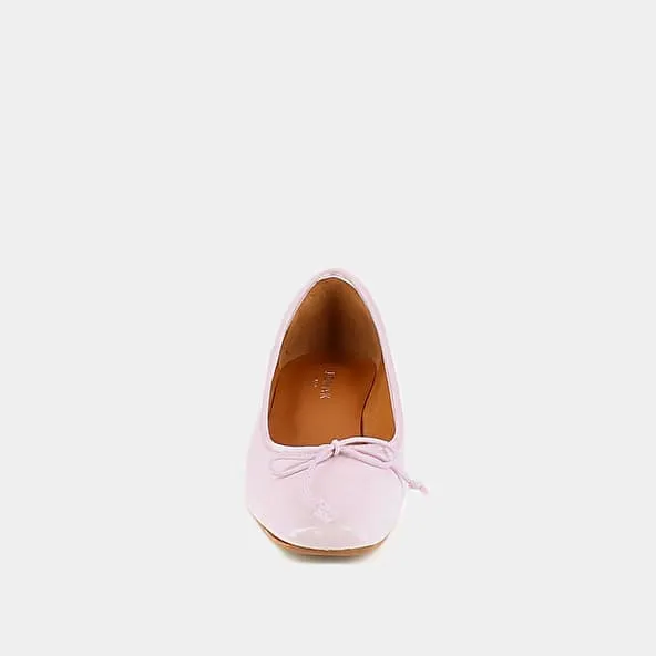 Ballerinas with heels in pink pleated patent