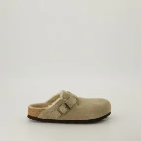 Beige Fur Mules Boston