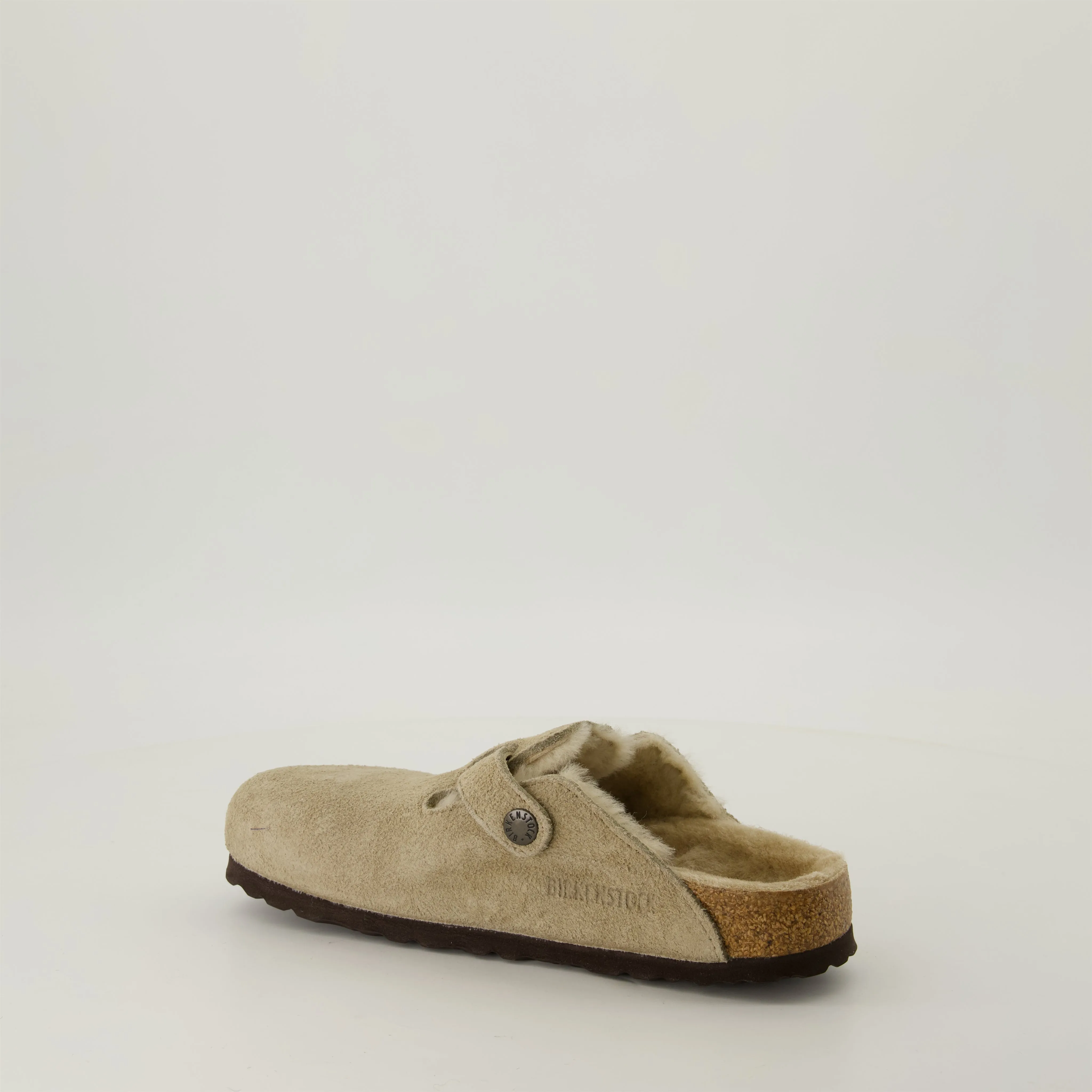 Beige Fur Mules Boston