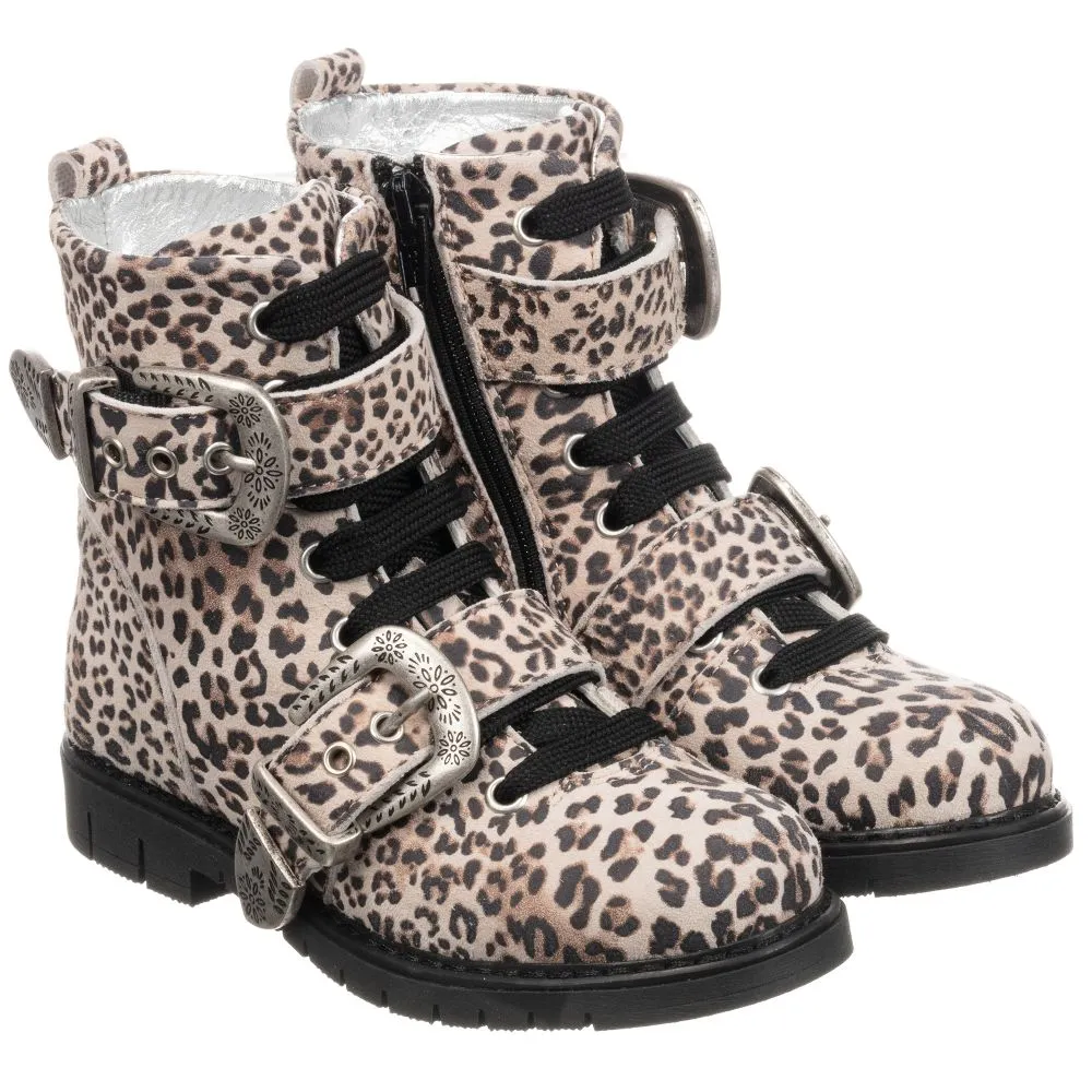 Beige Leopard Print Boots