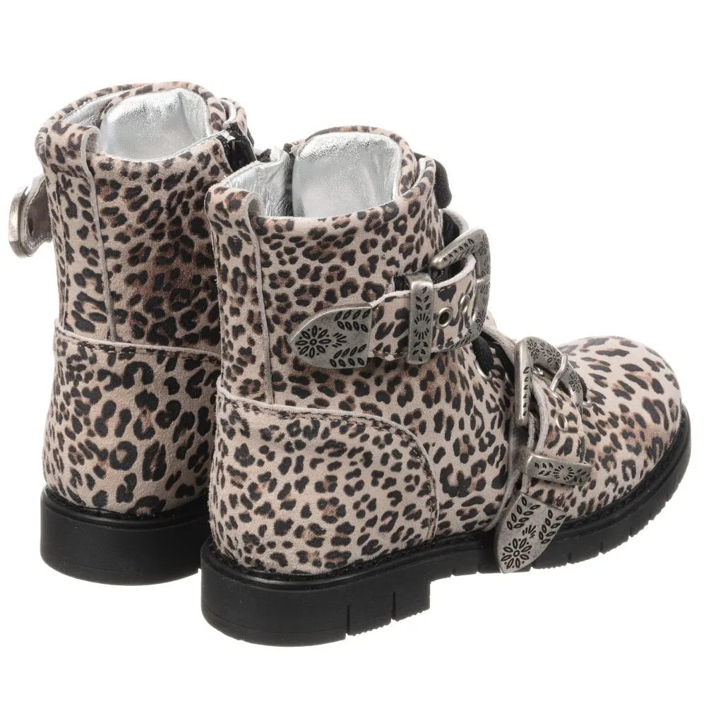 Beige Leopard Print Boots