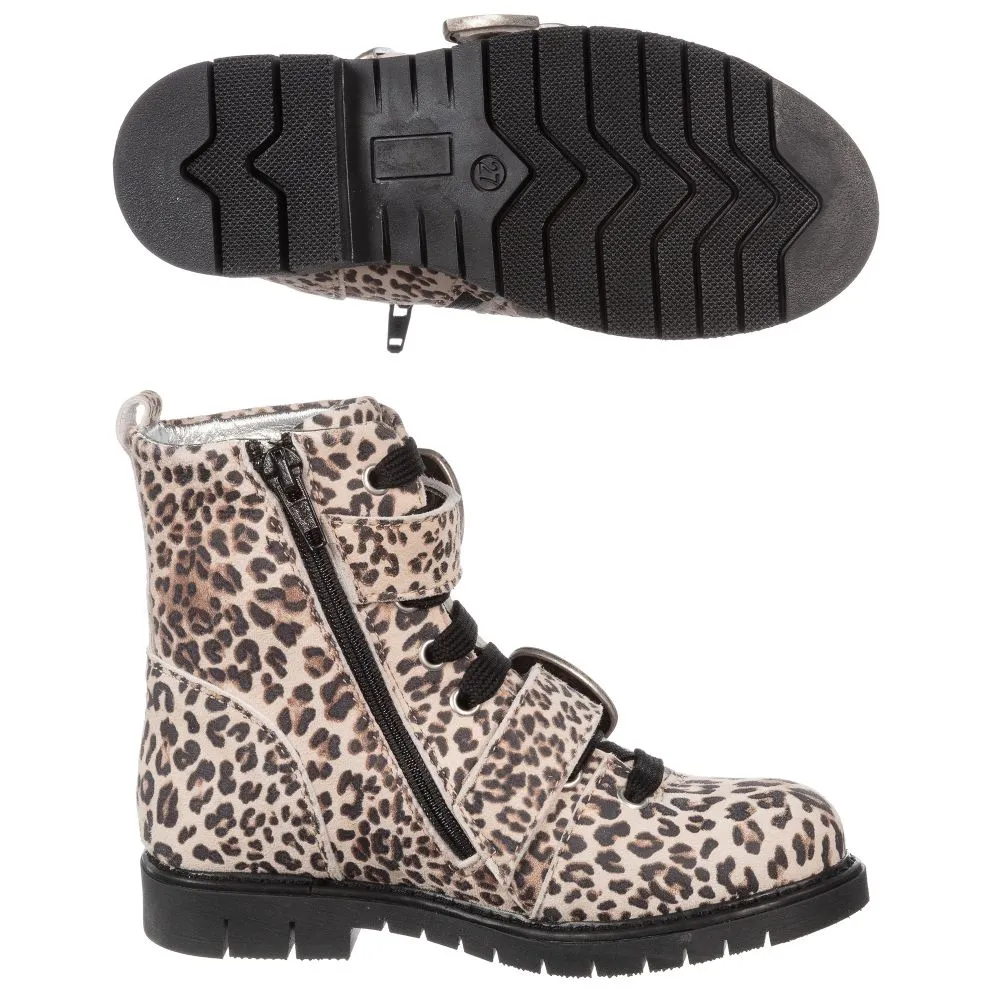 Beige Leopard Print Boots