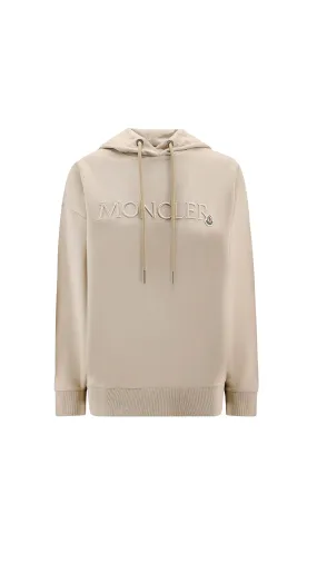 Beige Logo Embroidered Sweatshirt