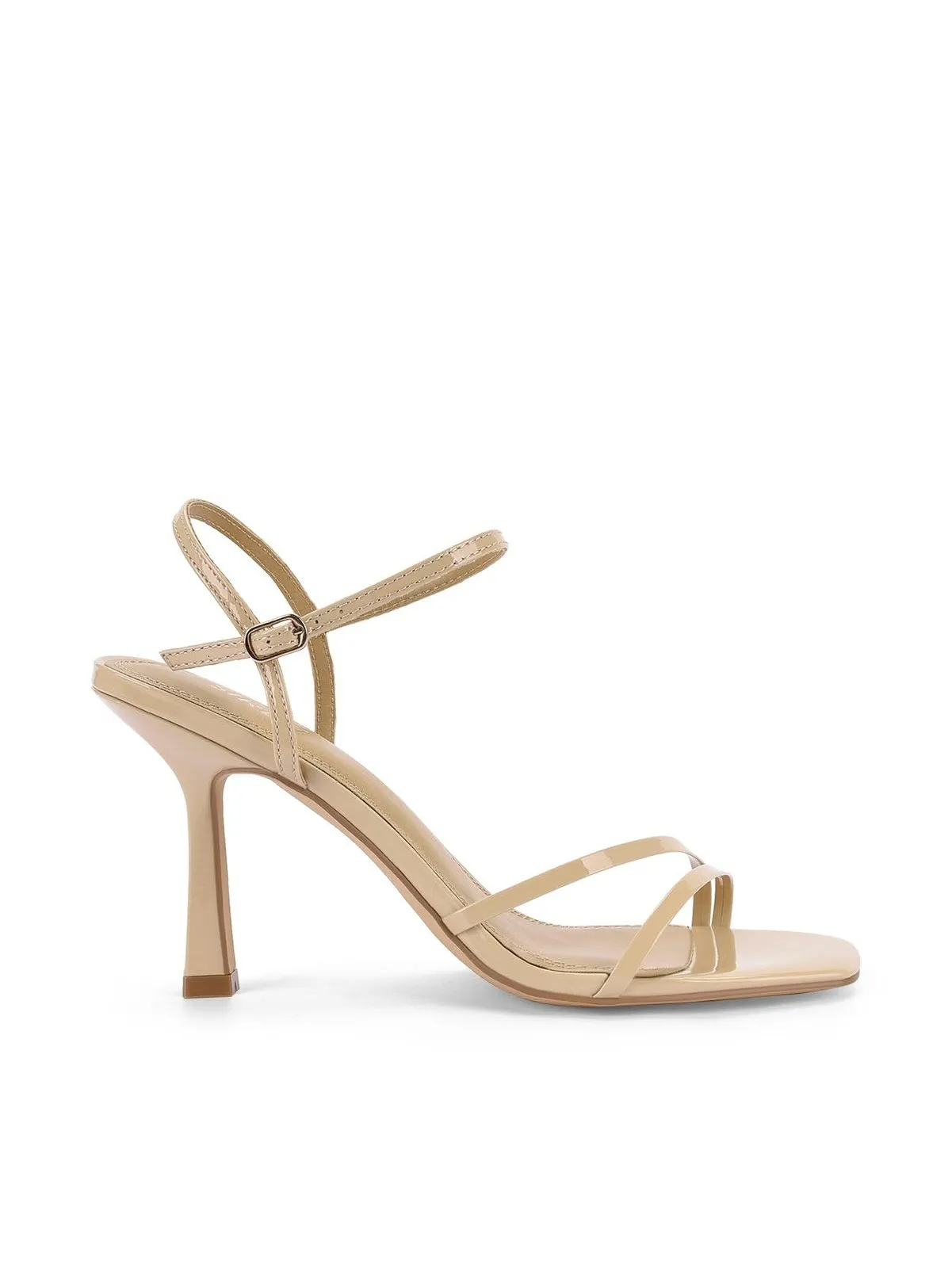 Beige Patent Leather Strappy Heels by Speck