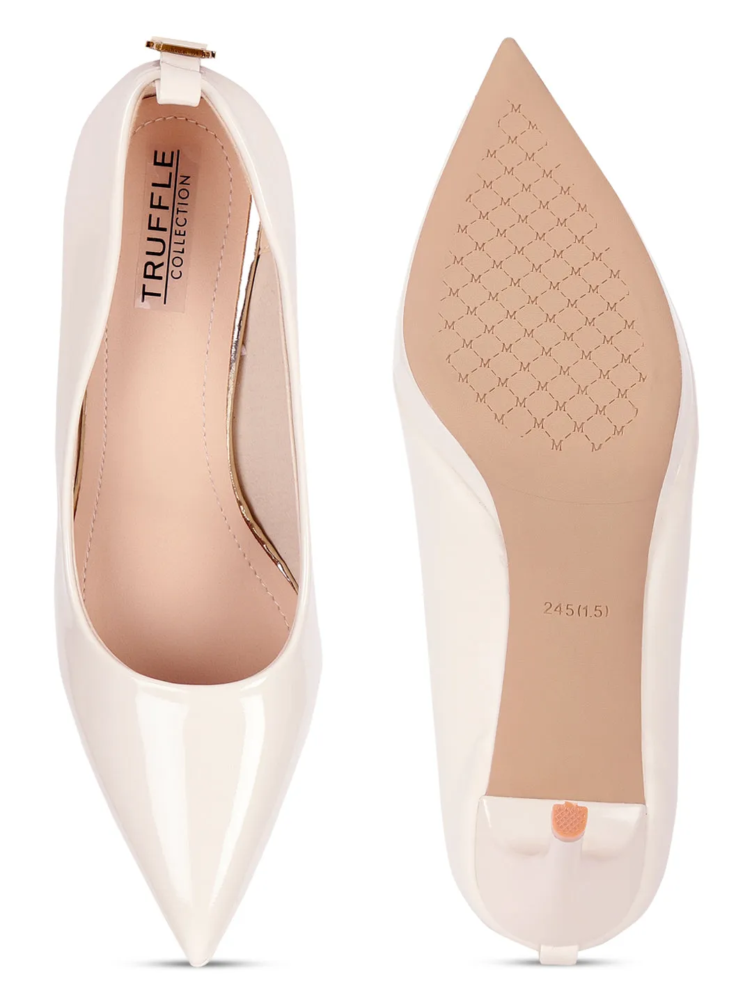 Beige Patent Stiletto Heel Pumps (TC-ML058-BEIG)