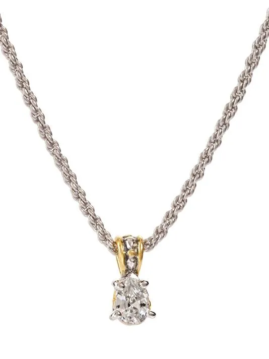 Beijos Collection 9x6mm CZ Pear Prong Set Pendant Necklace by John Medeiros